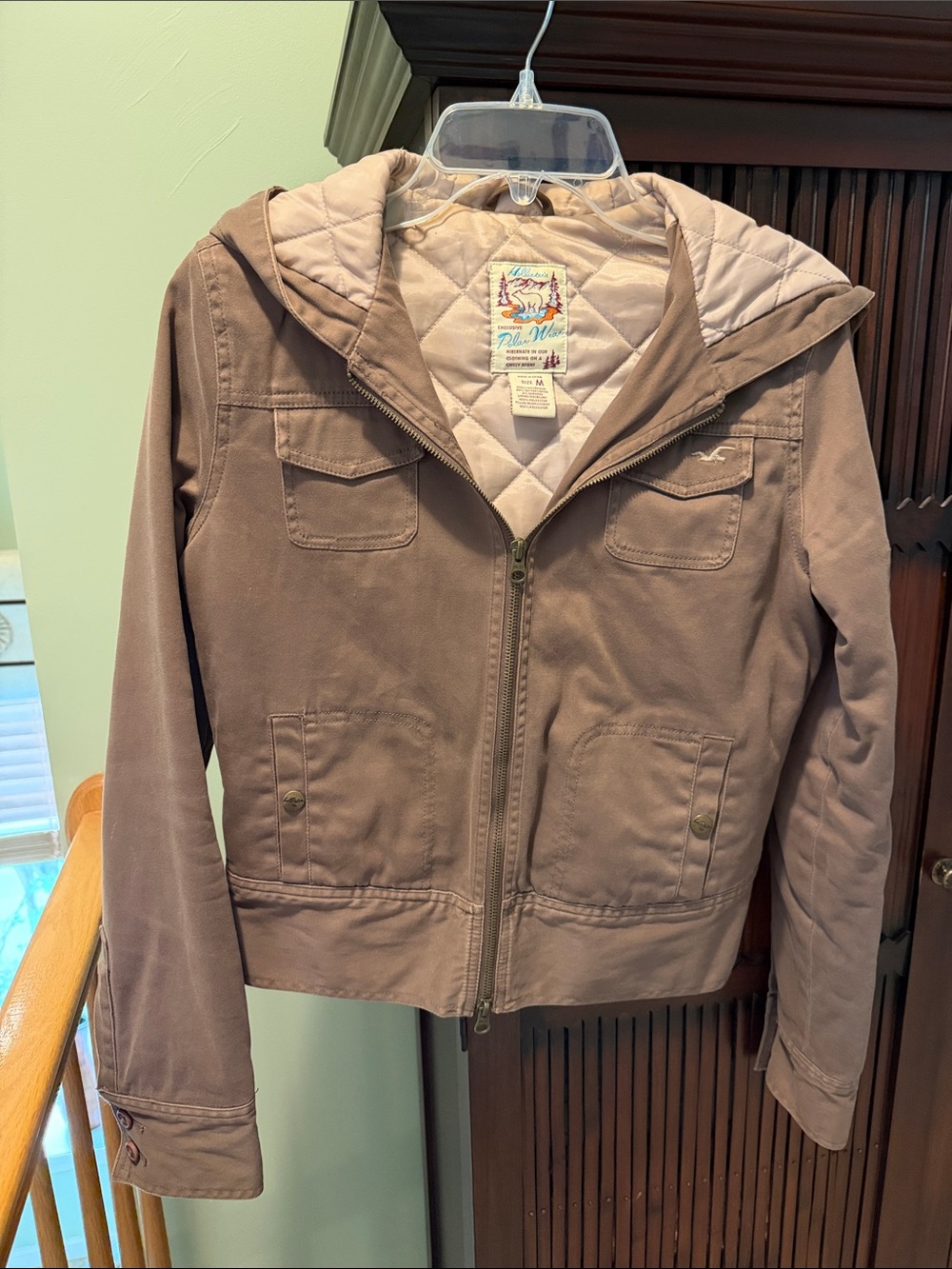 Hollister Brown Quilted-Lined Hooded Jacket